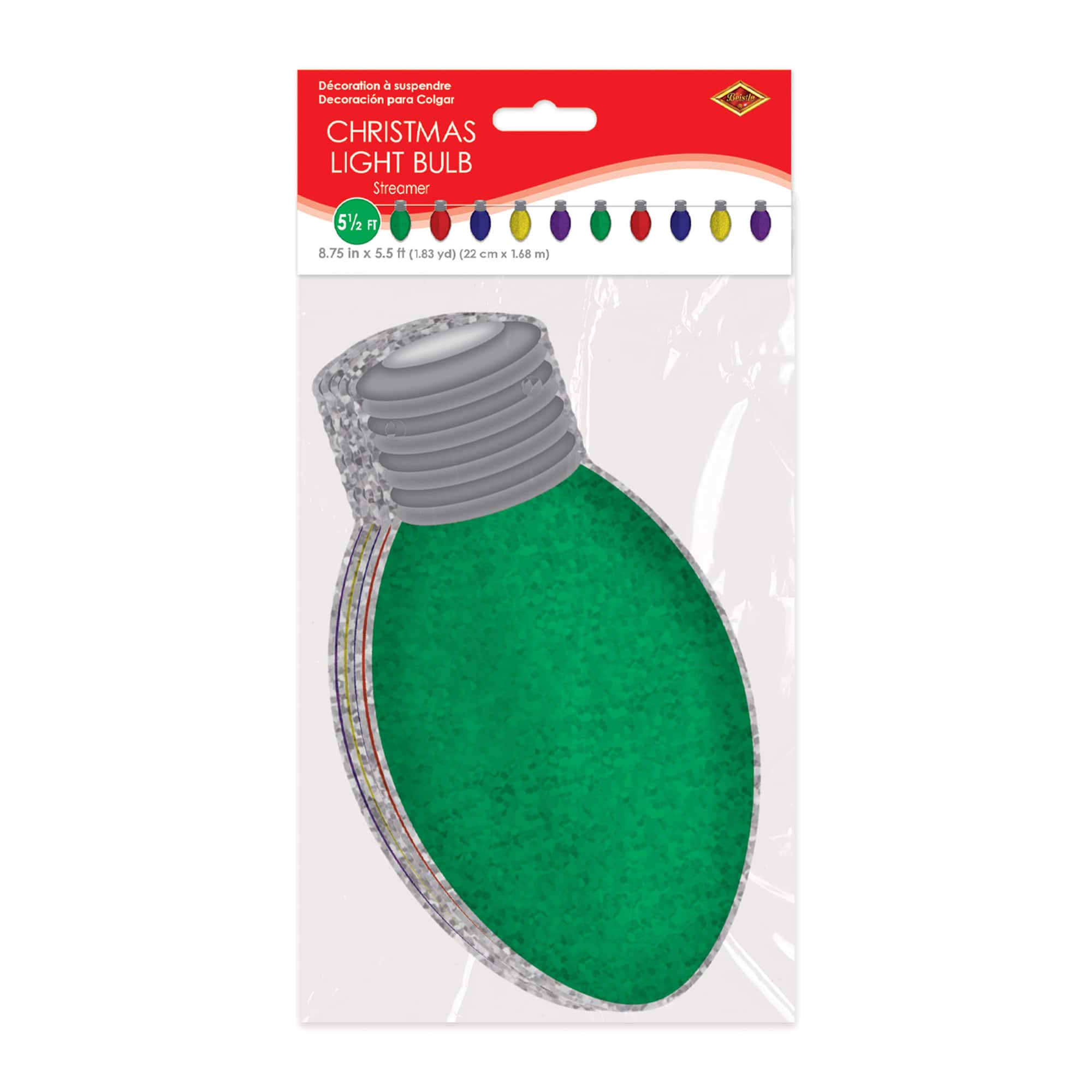 Beistle 8.75" x 5.5ft. Christmas Light Bulb Streamer